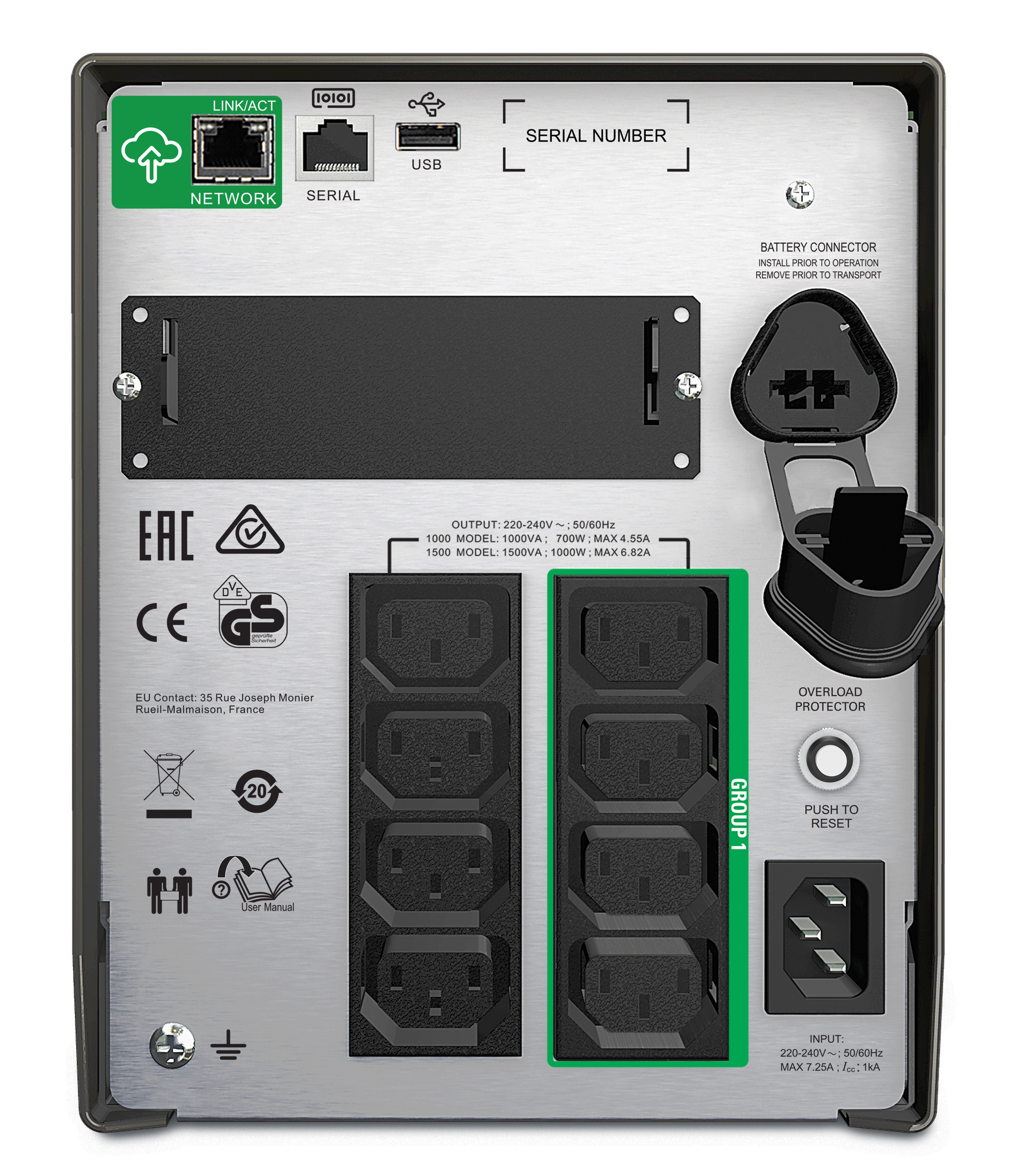 APC SmartUPS SMT1000IC UPS AC 220230240V 700Watt 1000VA RS232 USB output connectors 8 Black with APC SmartConnect