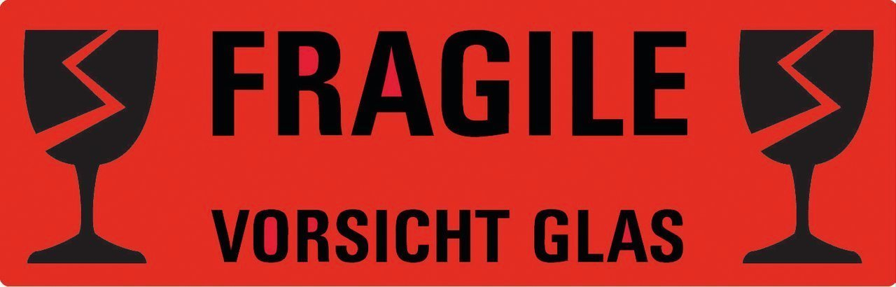 10 AVERY Zweckform Warnetiketten 3050 rot Â»Fragile Vorsicht GlasÂ« 119,0 x 38,0 mm