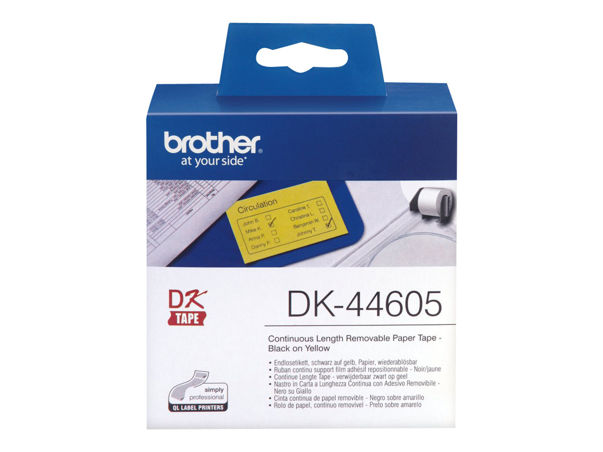 Brother DK44605 - Entfernbarer Klebstoff - Gelb - Rolle (6,2 cm x 30,5 m)