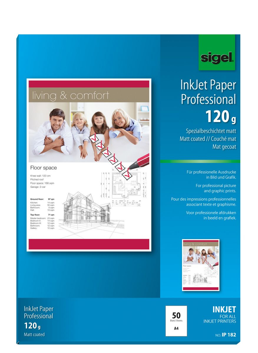 SIGEL Fotopapier DIN A4 matt 120 gqm 50 Blatt