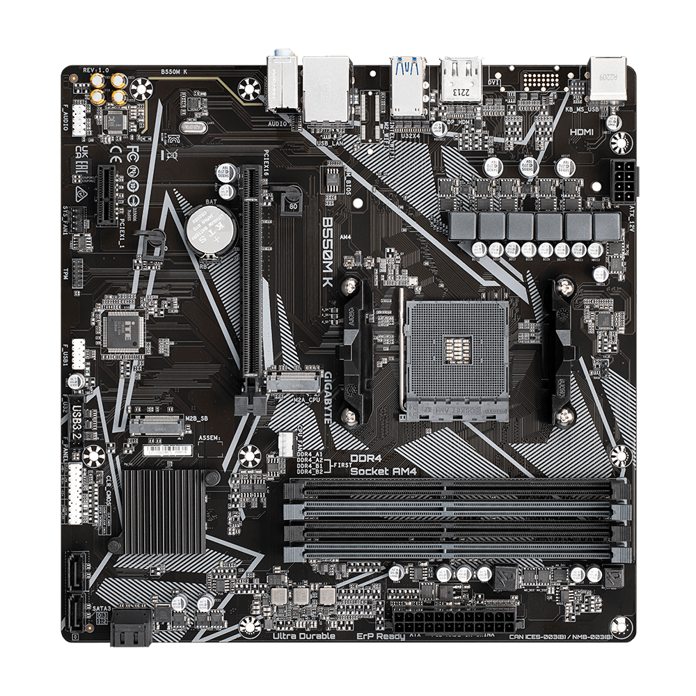 GIGABYTE B550M K AM4 4xDDR4 mATX HDMI DP USB MB