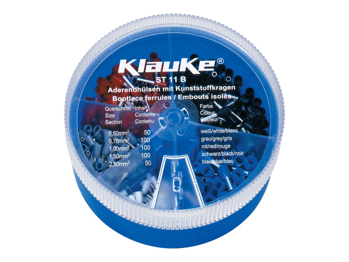 Klauke Streudose mit isol. DIN Aderendhülsen 0,5-2,5qmm Klauke Streudose mit isol. DIN Aderendhülsen 0,5-2,5qmm