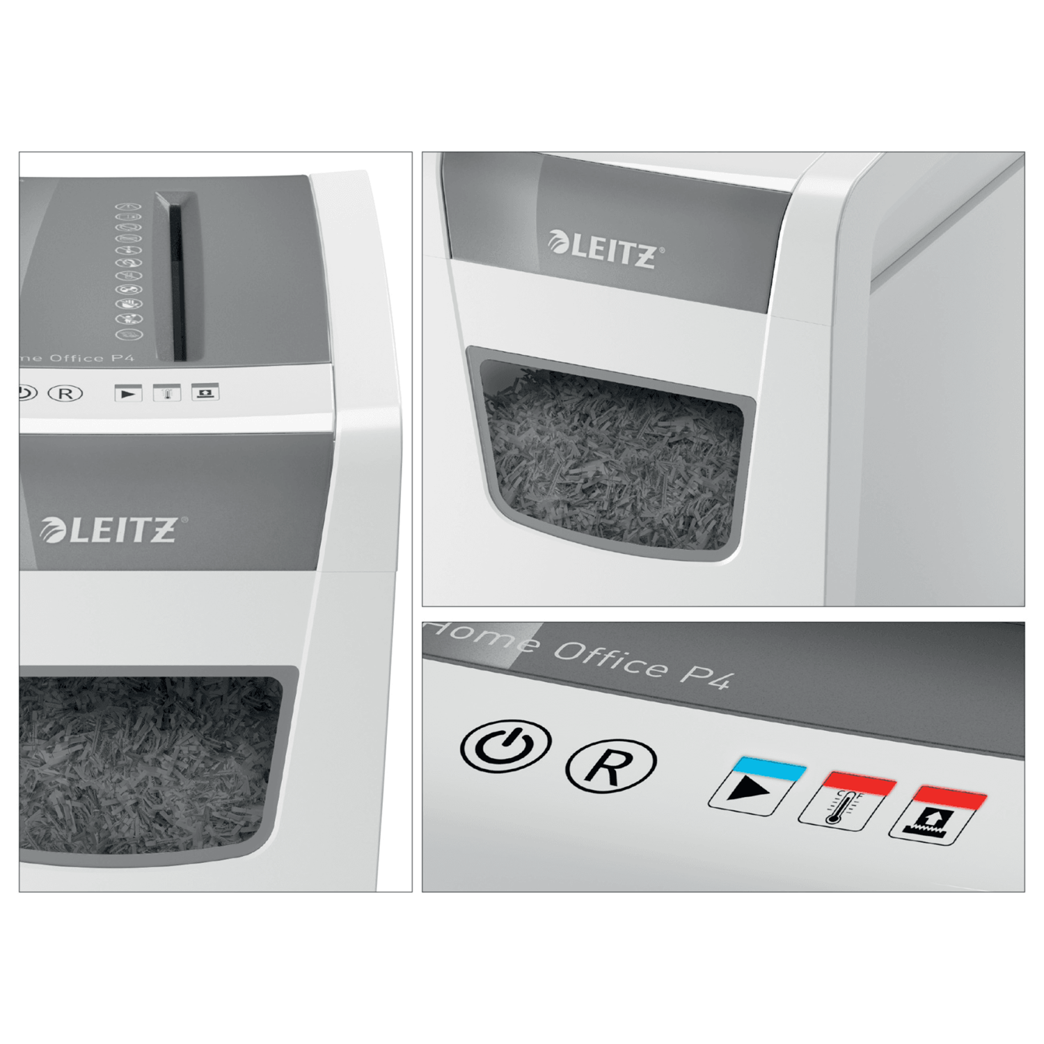 LEITZ IQ Home Office Slim Aktenvernichter mit Partikelschnitt P4, 4 x 28 mm, bis 10 Blatt, weiß