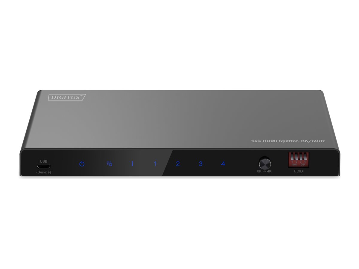 DIGITUS 8K/60Hz HDMI Splitter,1x4, Toslink, Stereo