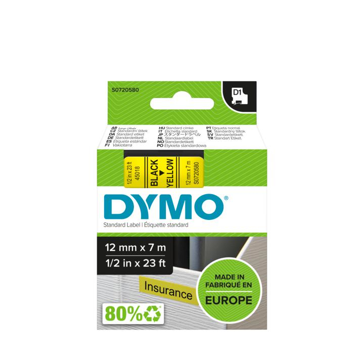 S0720580 DYMO D1 12mm SCHWARZ-GELB