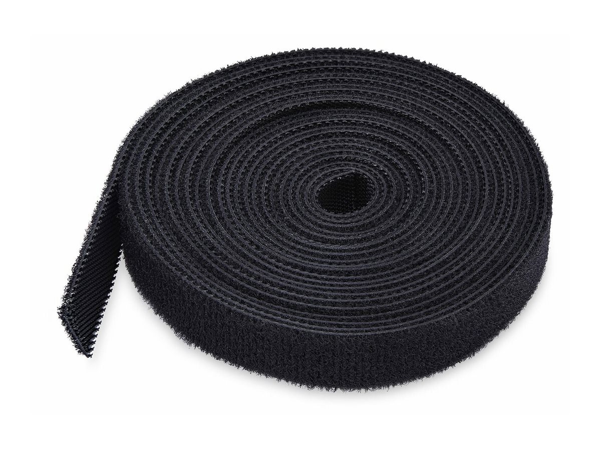 STARTECHCOM 22,8m Klettbandrolle schwarz 12,7mm breit zuschneidbar wiederverwendbare Kabelbinder Klettverschluss Rolle