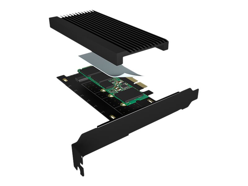 ICY BOX PCIe Erweiterungskarte mit M.2 M-Key Sockel fuer eine NVMe SSD IB-PCI208-HS Datentransferrate von bis zu 64Gbit/s