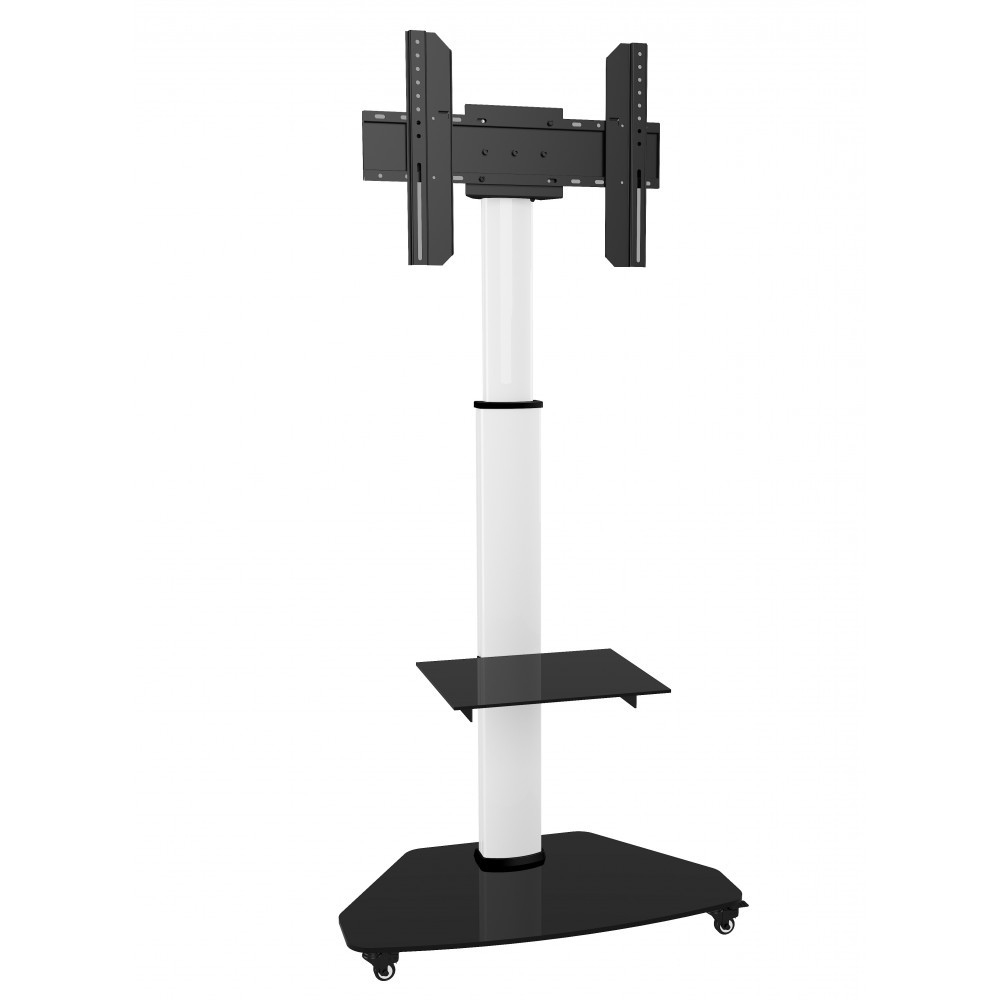 TECHLY TV Trolley weiss fuer 3770 LED LCD Fernseher max VESA Groesse unterstuezt 600x400Halterung kann um 90Grad gedreht werden