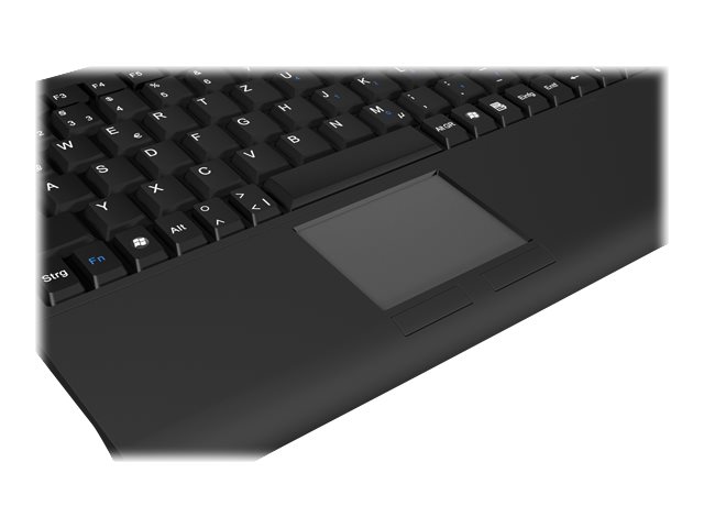 KEYSONIC ACK-540U+ Mini-Tastatur schwarz flacher Bauform Touchpad SoftTouch Funktionstasten USB Plug und Play (UK)