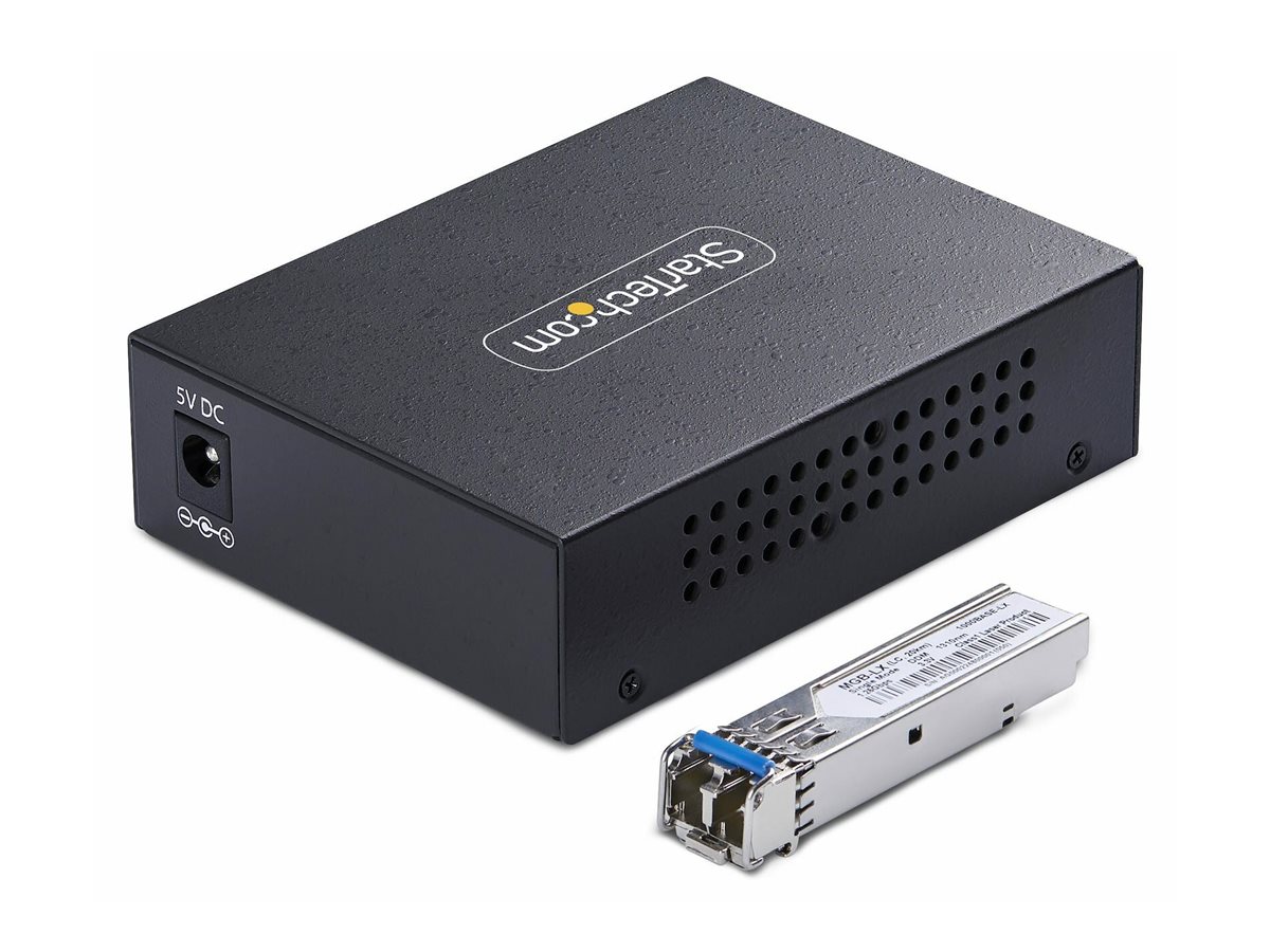 STARTECHCOM Gigabit Singlemode SM LC GlasfaserMedienkonverter 10 100 oder 1000Mbps 20 km RJ45 zu LC Vollmetallgehaeuse TAA