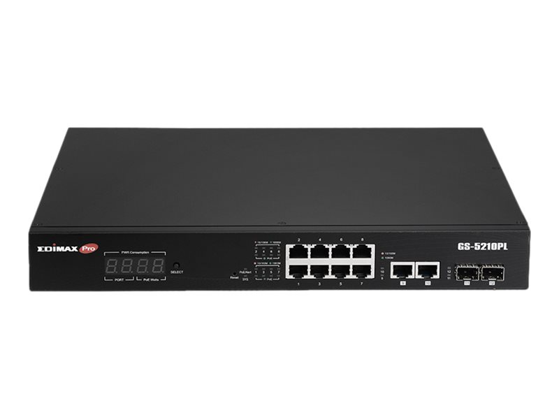 Edimax ueberwachungs-VLAN 12-Port Gigabit PoE+ Web Smart Switch fuer Langstrecken
