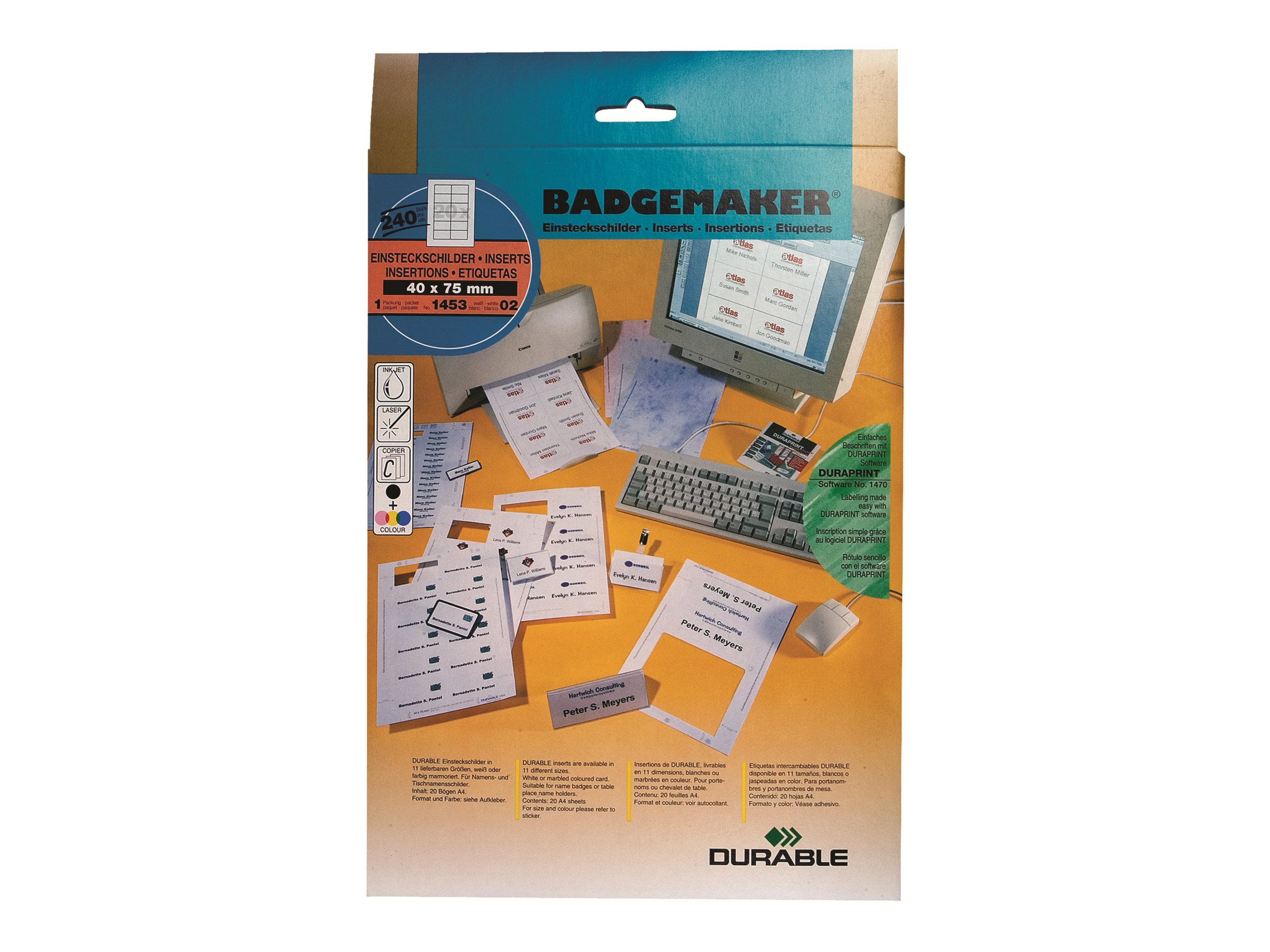 DURABLE Einsteckschilder für Namensschilder Badgemaker 7,5 x 4,0 cm, 240 St