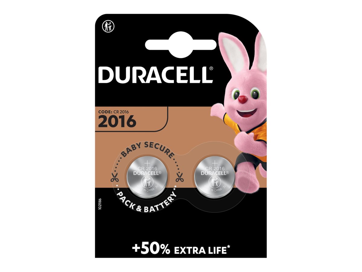 2 DURACELL Knopfzellen CR2016 3,0 V