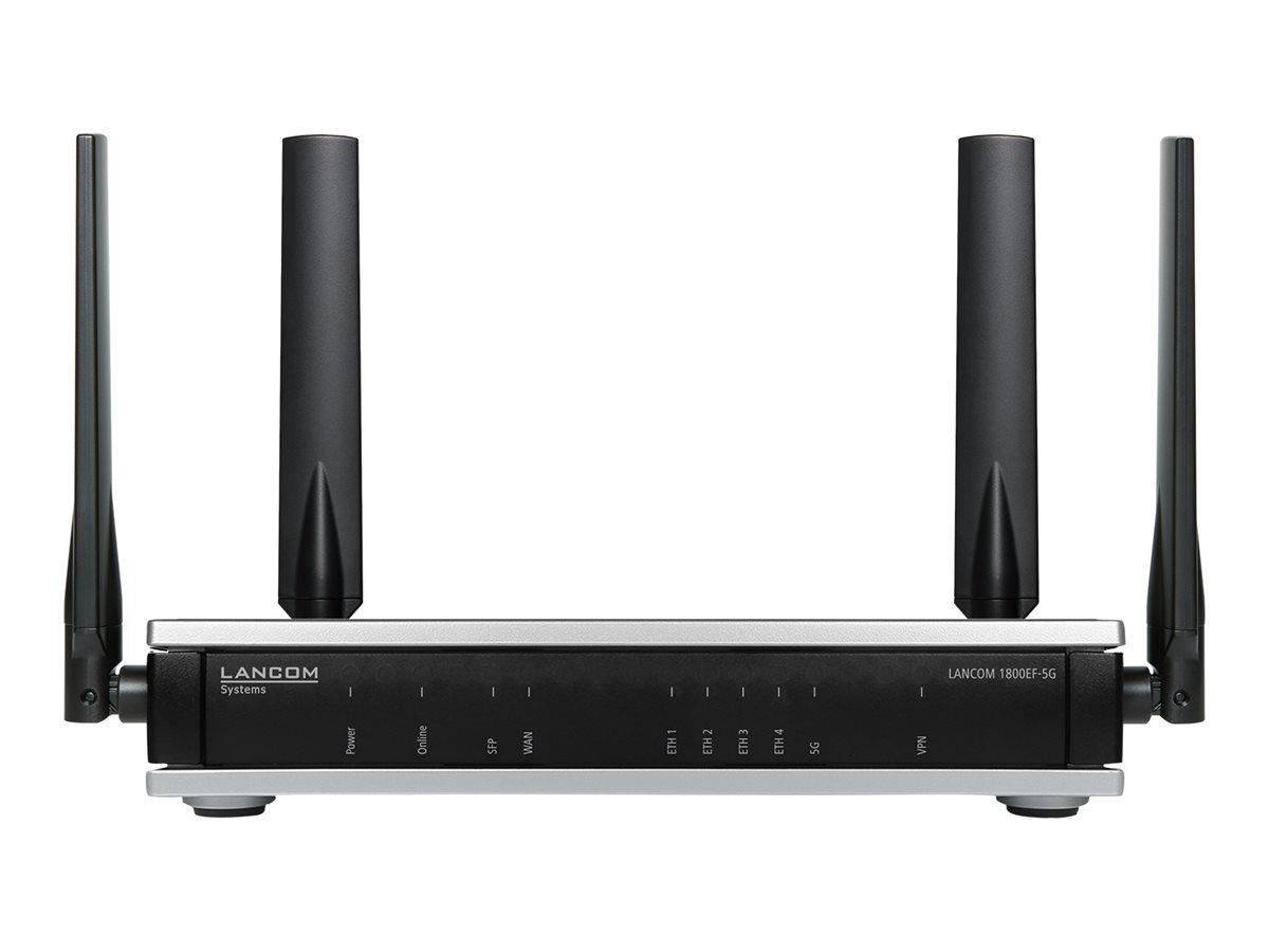 LANCOM 1800EF-5G EU Powerful business router with 5G fiber-optic port SFP and Gigabit Ethernet port for connecting external modems LANCOM 1800EF-5G EU Powerful business router with 5G fiber-optic port SFP and Gigabit Ethernet port for connecting external modems