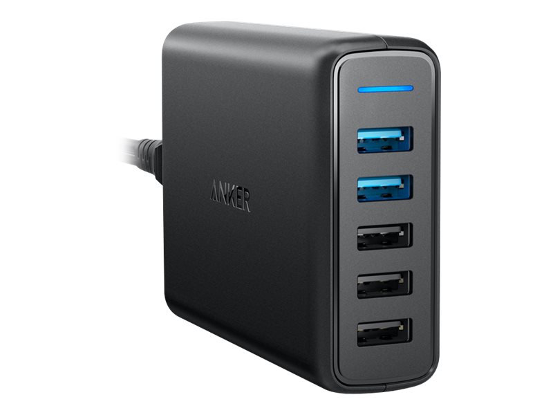ANKER PowerPort Speed 5 Charger 63W 5-Port USB-A Ladegerät 2x Quick Charge 3.0 3x PowerIQ blaue LED-Anzeige