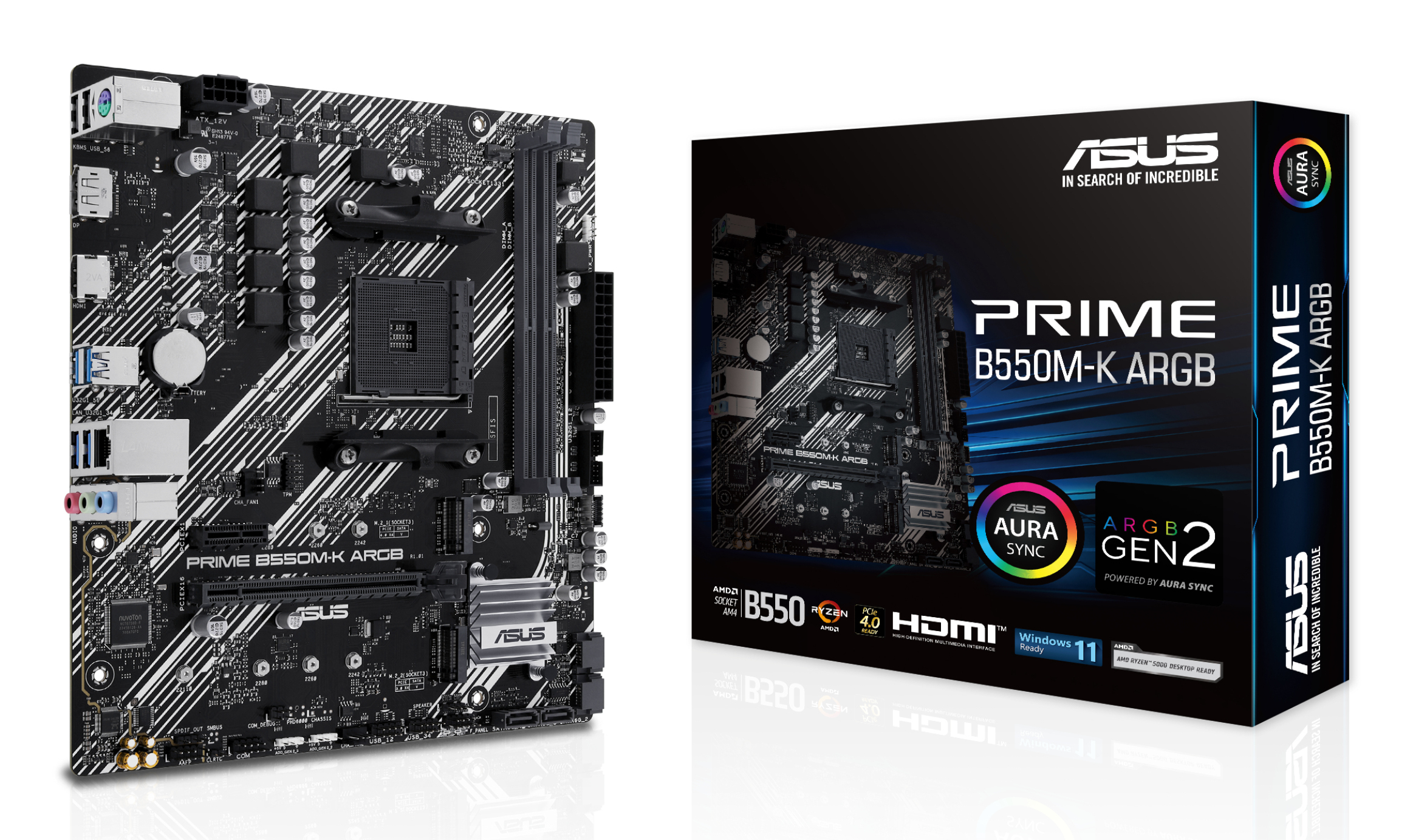 ASUS PRIME B550MK ARGB AM4 2DDR4 microATX 4xSATA MB 1xHDMI 21 1xDP 14 2xM2