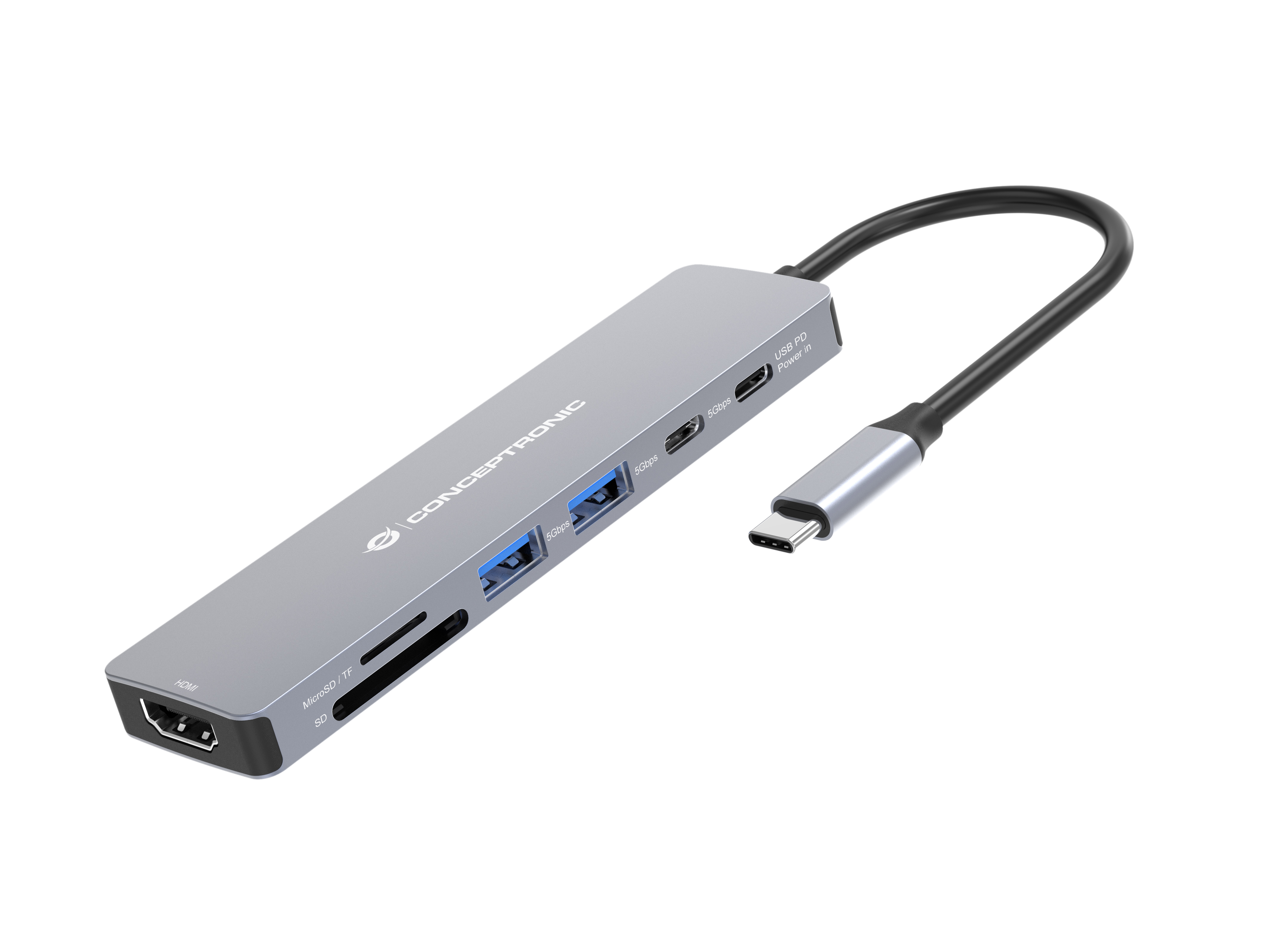 CONCEPTRONIC 71 Dock USBCHDMIUSBC2xUSBA 25cm gr