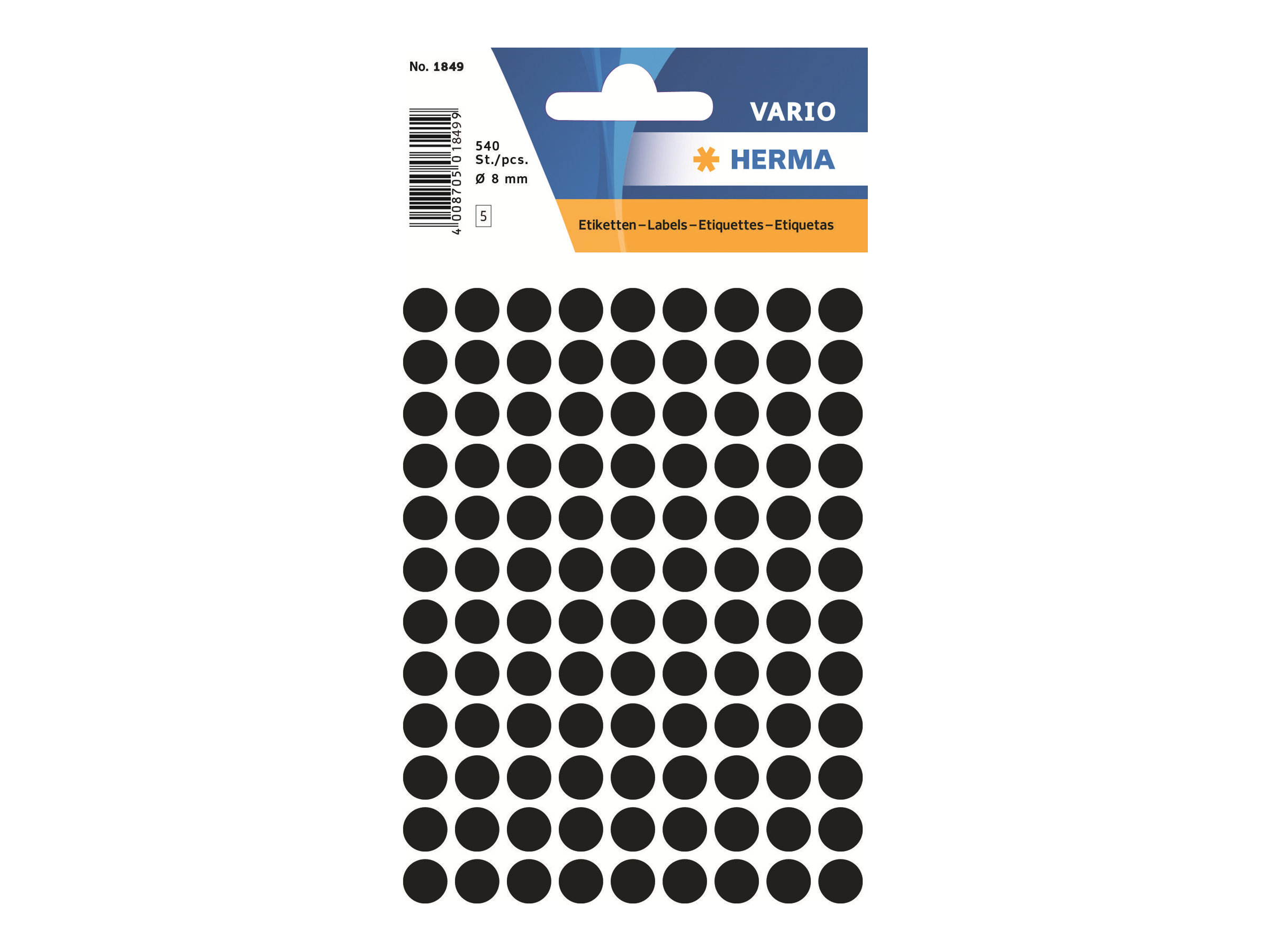 HERMA Klebepunkte 1849 schwarz Ø 8,0 mm, 540 St. HERMA Klebepunkte 1849 schwarz Ø 8,0 mm, 540 St.