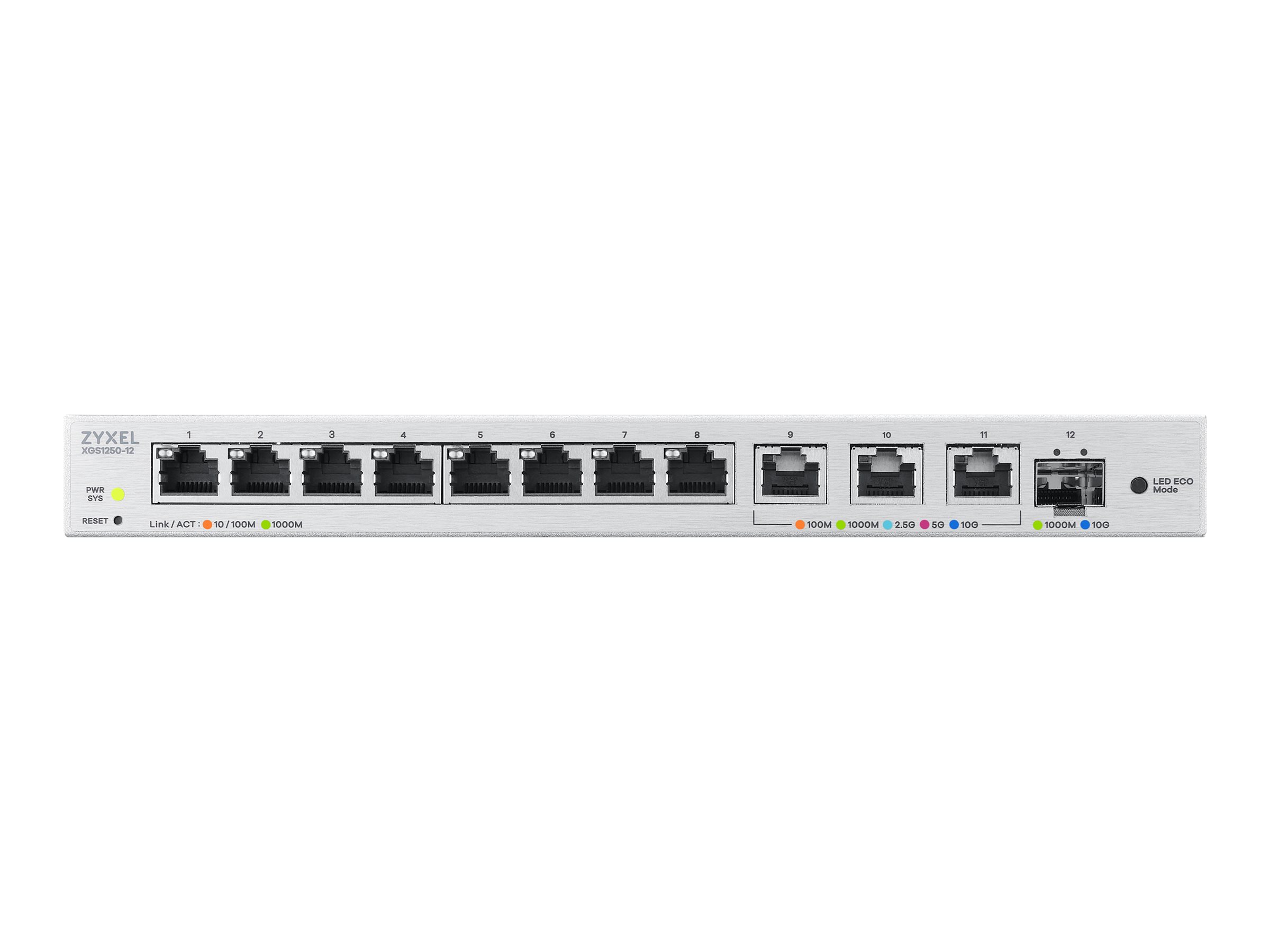 ZYXEL XGS1250-12 v2 12-Port Gigabit webmanaged Desktop Switch with 8 port 1G + 3-Port MultiGig 1/2.5/5/10G + 1-Port SFP+