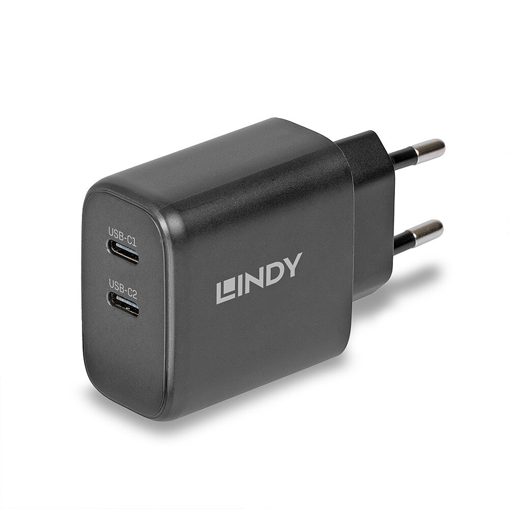 LINDY 65W USB 2 x Type C GaN Charger mit EUStecker