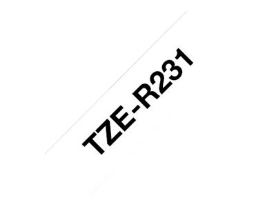 Brother Textil-Schriftband P-Touch TZe-R231 - 12 mm x 4 m - Schwarz auf Weiß
