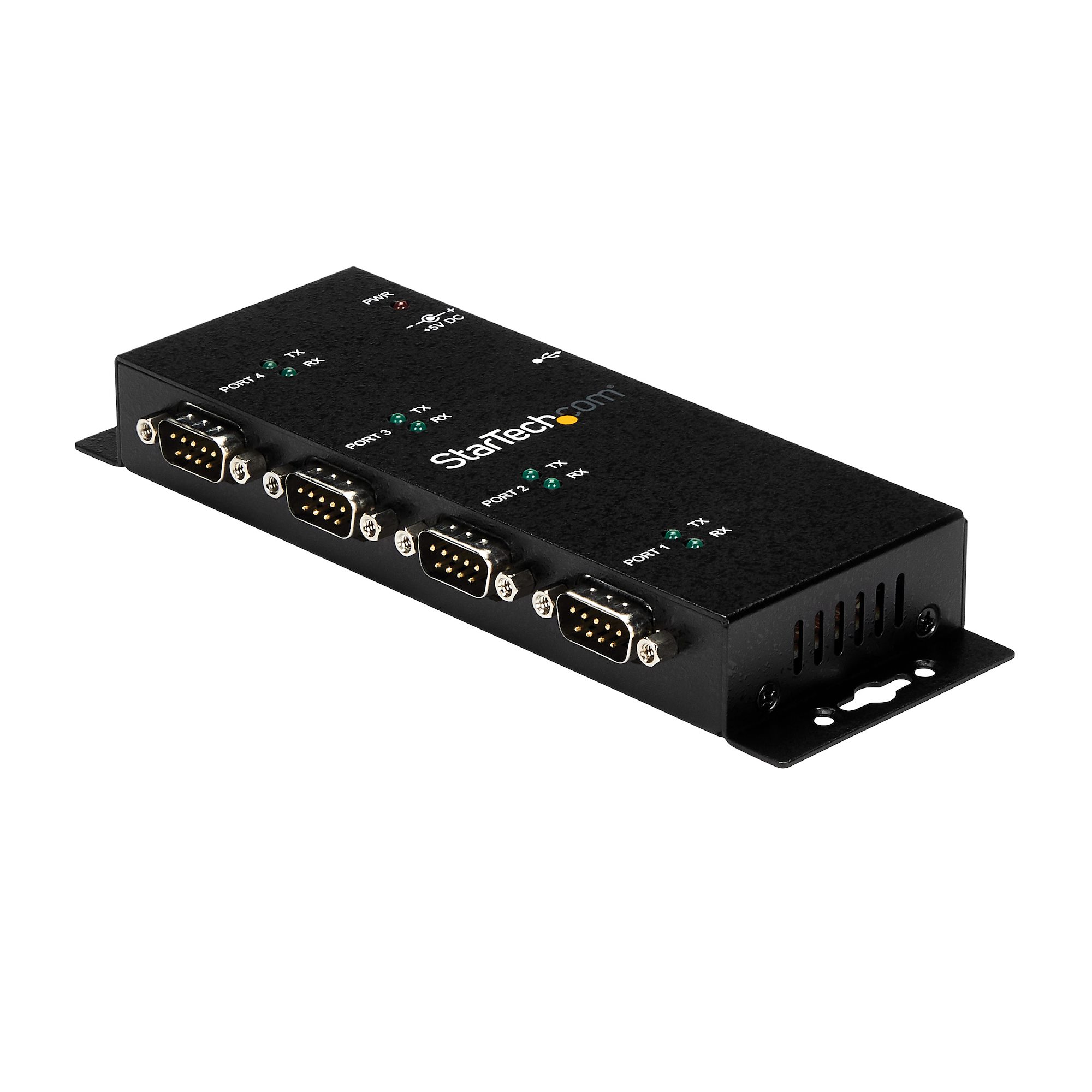 STARTECHCOM 4 Port USB auf Seriel RS232 Adapter Hub Industriell DINScheinen Wandmontagefähig USB auf Seriell DB9 Konverte