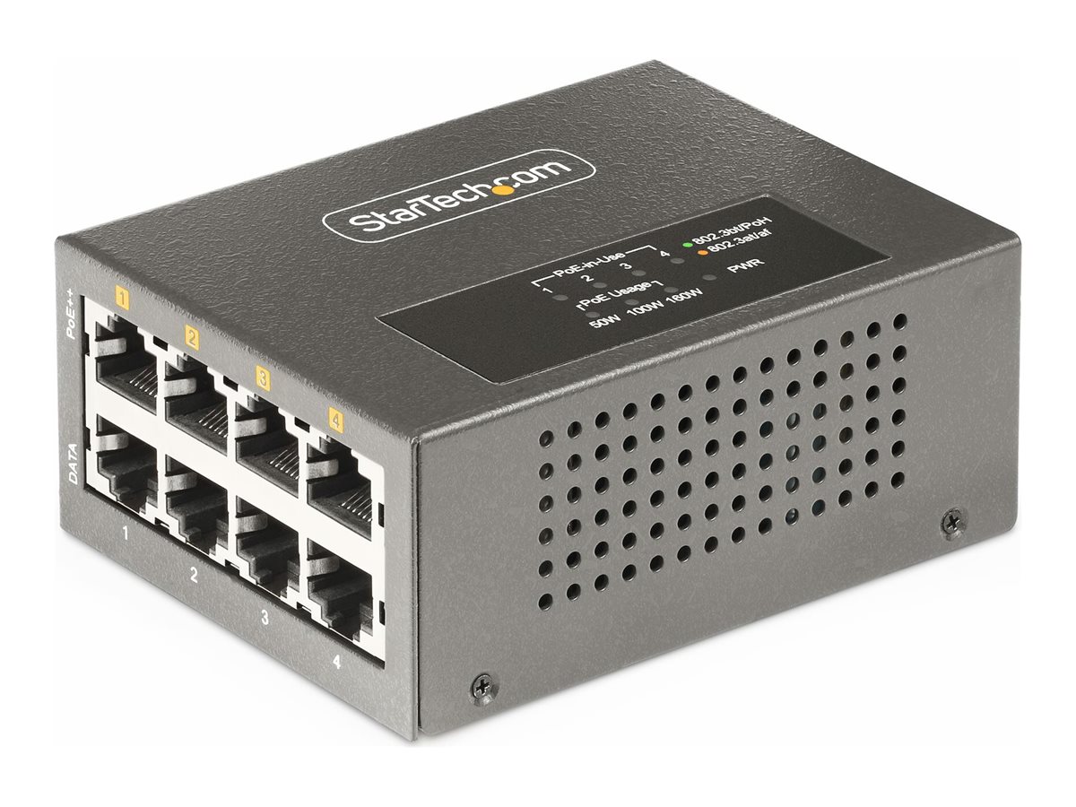 STARTECH.COM 4-Port Multi-Gigabit PoE++ Injector 5/2.5G Ethernet PoE/PoE+/PoE++ 802.3af/802.3at/802.3bt bis 95W PoE Adapter/Injektor
