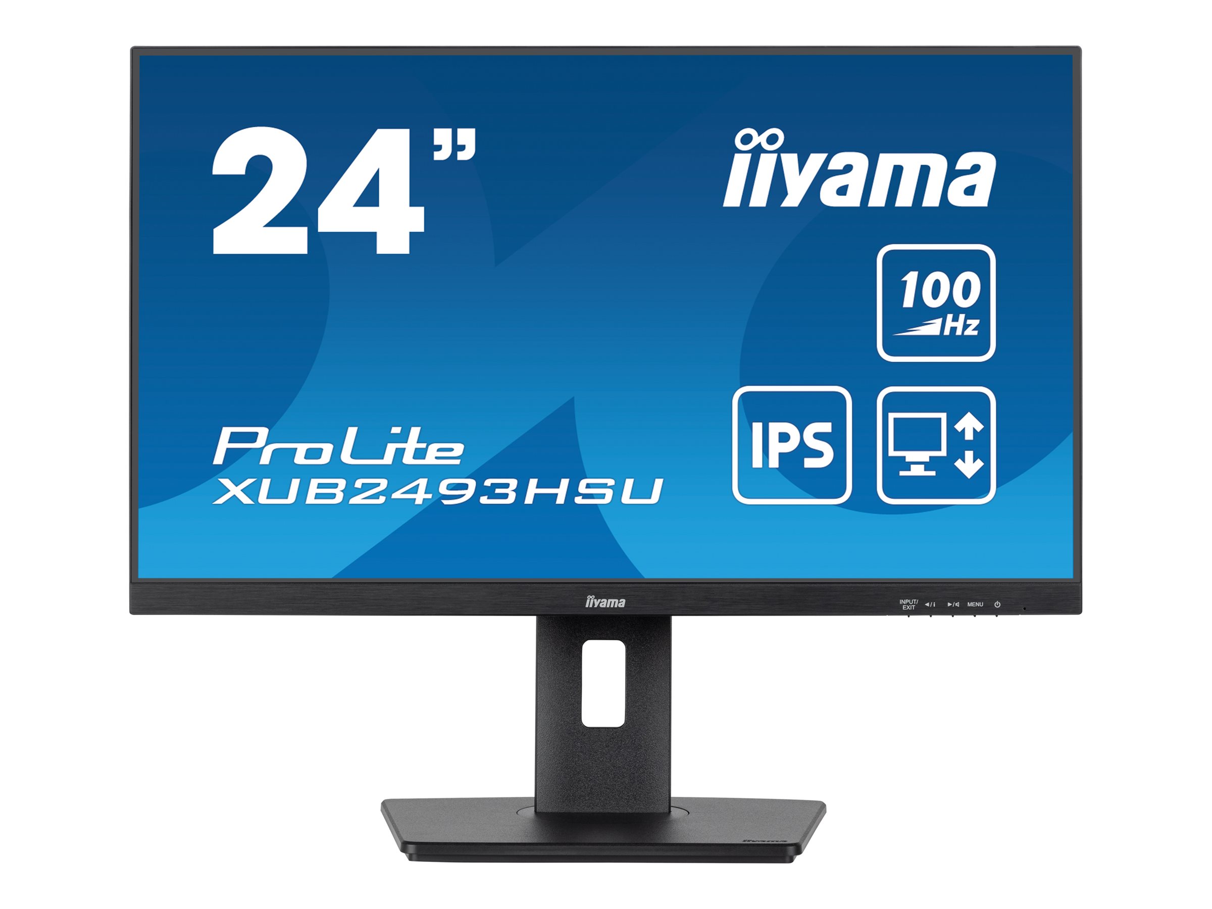 IIYAMA XUB2493HSU-B7 60,96cm 24Zoll IPS FHD 100Hz 300cd/m2 1ms Speakers HDMI DP 2xUSB 2.0 Speakers 15cm Height Adj. Stand