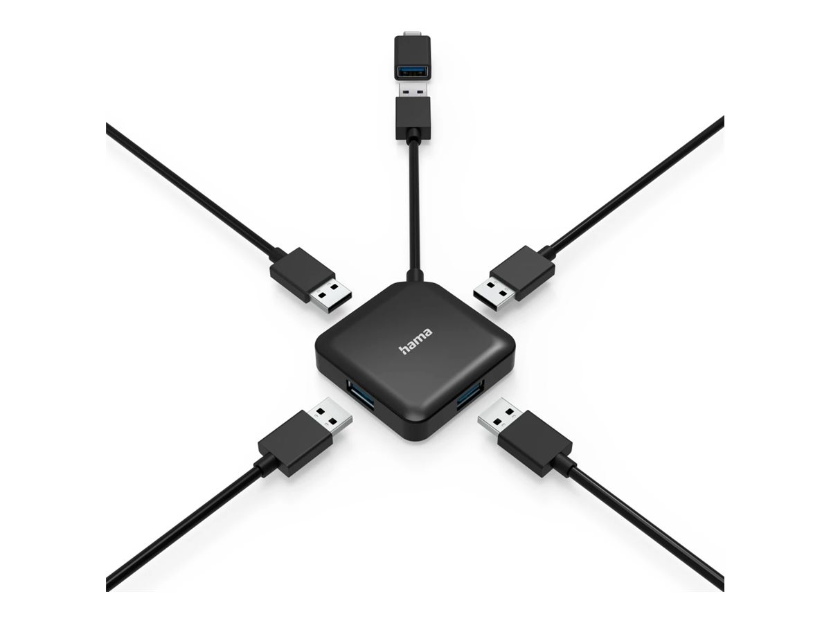 hama USB-Hub 4-fach schwarz hama USB-Hub 4-fach schwarz