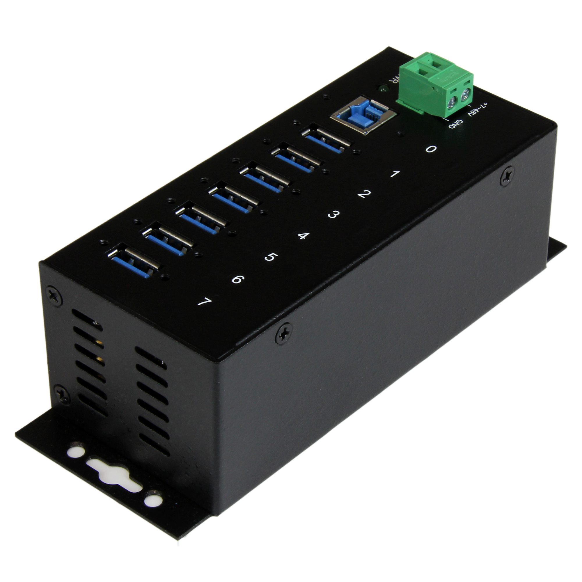STARTECHCOM 7 Port rugged mountable industrial USB 30 hub with surge Protector