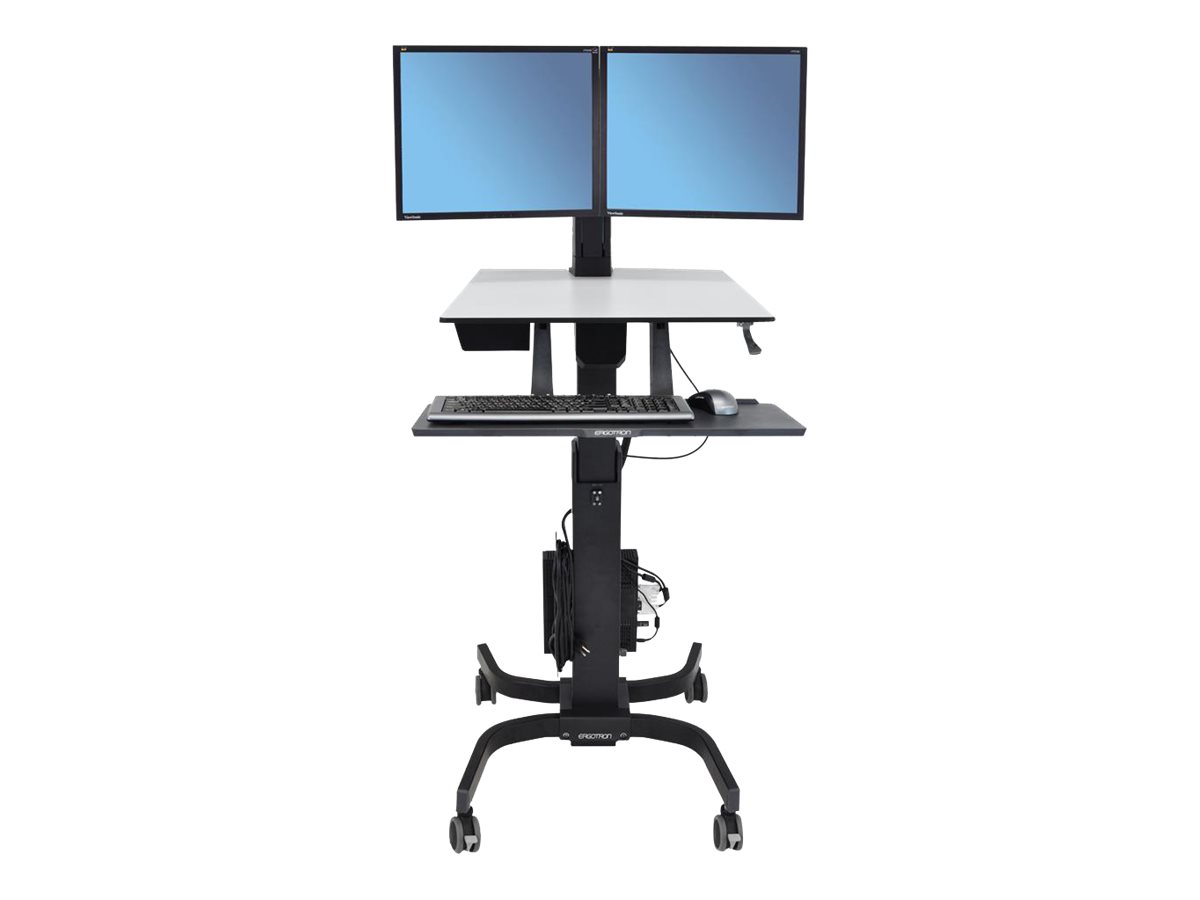 ERGOTRON WorkFit-C Steh-Sitz-Arbeitsplatz Dual HD Fahrwagen bis 61cm 24Zoll Displays 14,7kg.Anhebung bis 63cm VESA 75x75 100x100mm
