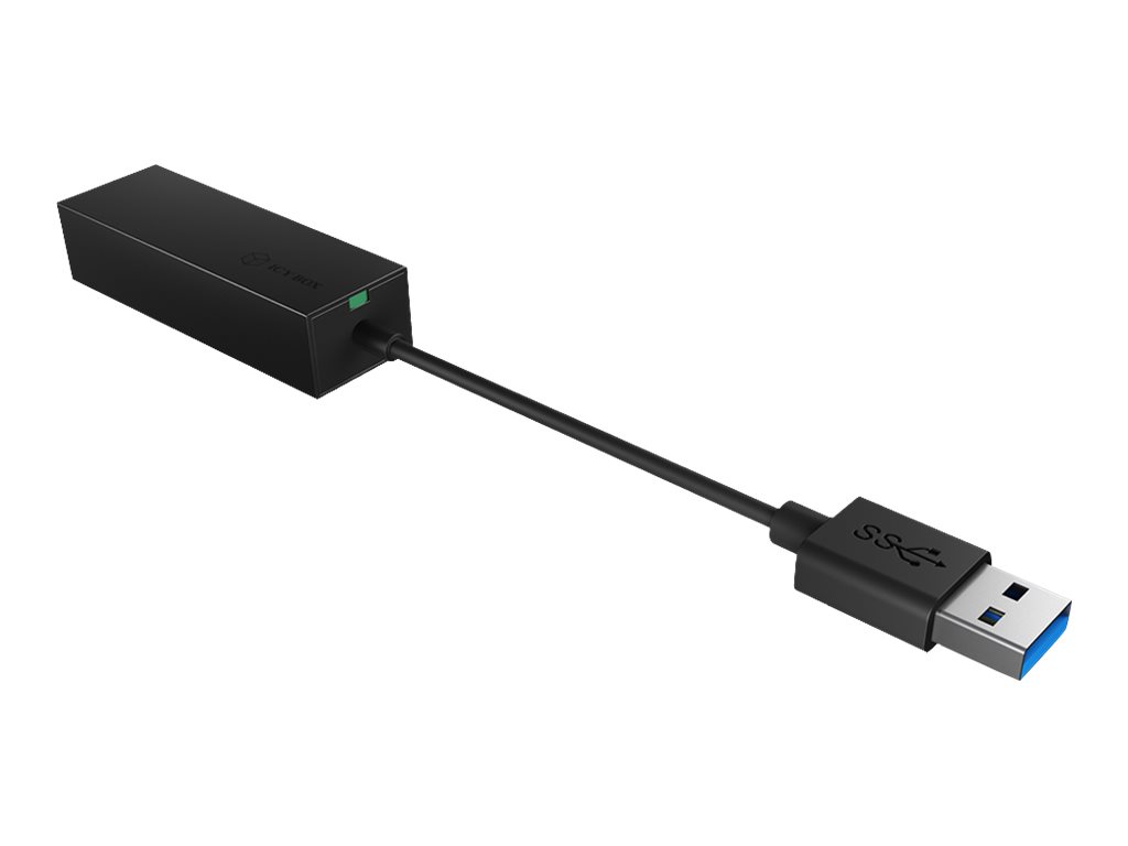 ICY BOX USB zu Gigabit Ethernet Adapter  IB-AC501a Adapter USB 3.0 zu Gigabit Ethernet LAN IEEE 802.3 802.3u und 802.3ab schwarz