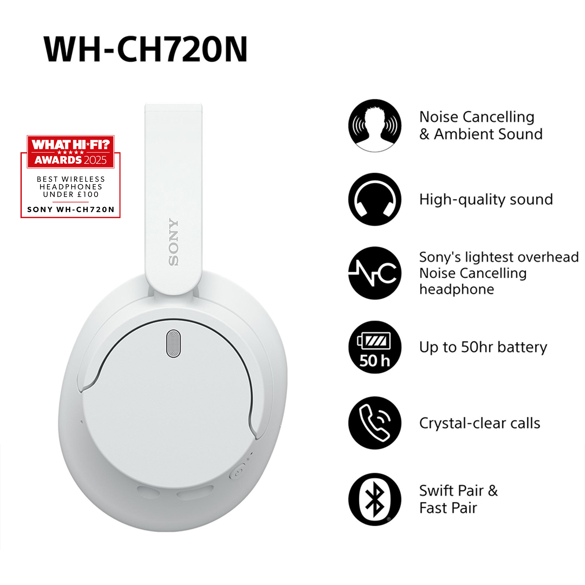 Sony WHCH720NW OverEar weiß BTKopfhörer