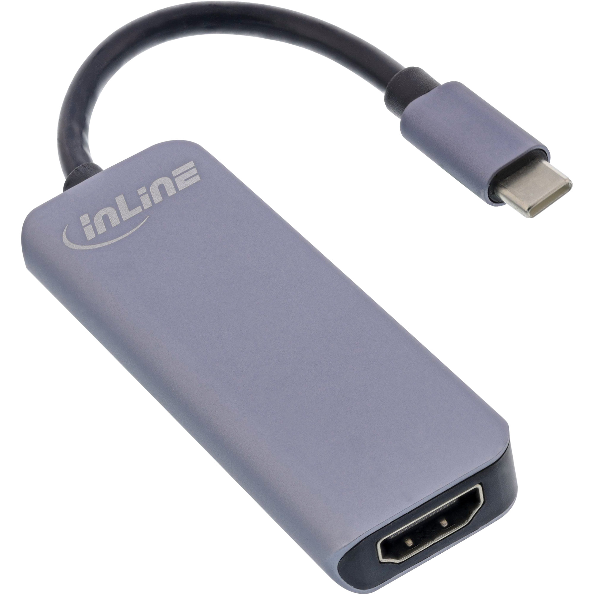 INLINE Multifunktions-HUB USB 3.2 Gen.1 2x USB-A 5Gbps HDMI 4K 30Hz USB Type-C PD 87W aluminium grau
