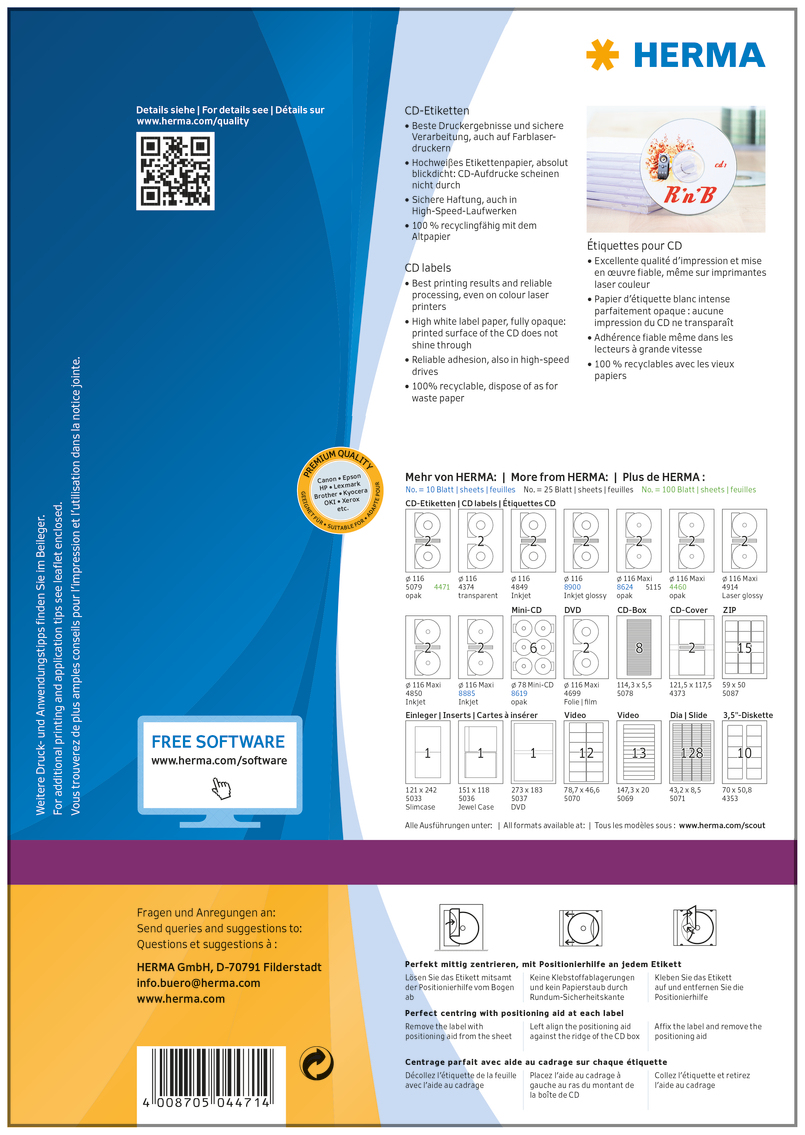 200 HERMA CD-Etiketten 4471 weiss