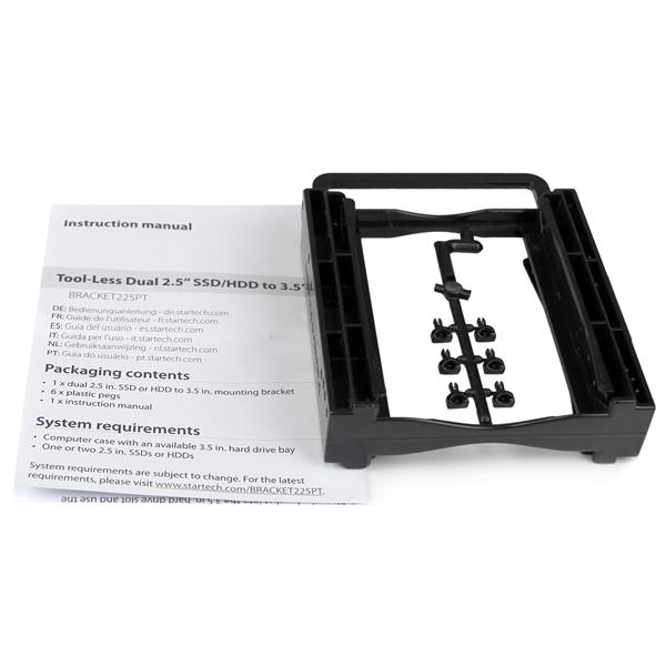 STARTECHCOM Dual 2,5 Zoll SSDHDD Einbaurahmen für 3,5 Zoll Laufwerksschacht Werkzeuglose Installation 2 Laufwerks Adapter