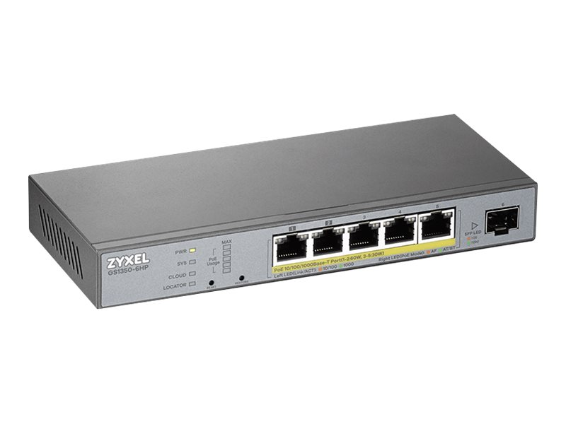 ZYXEL GS1350-6HP 6 Port managed CCTV PoE Switch long range 60W 802.3BT