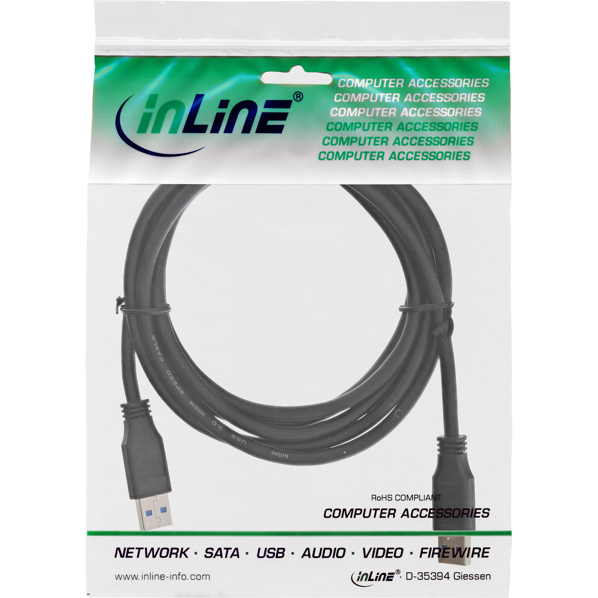 INLINE USB 3.0 Kabel A an A schwarz 2m