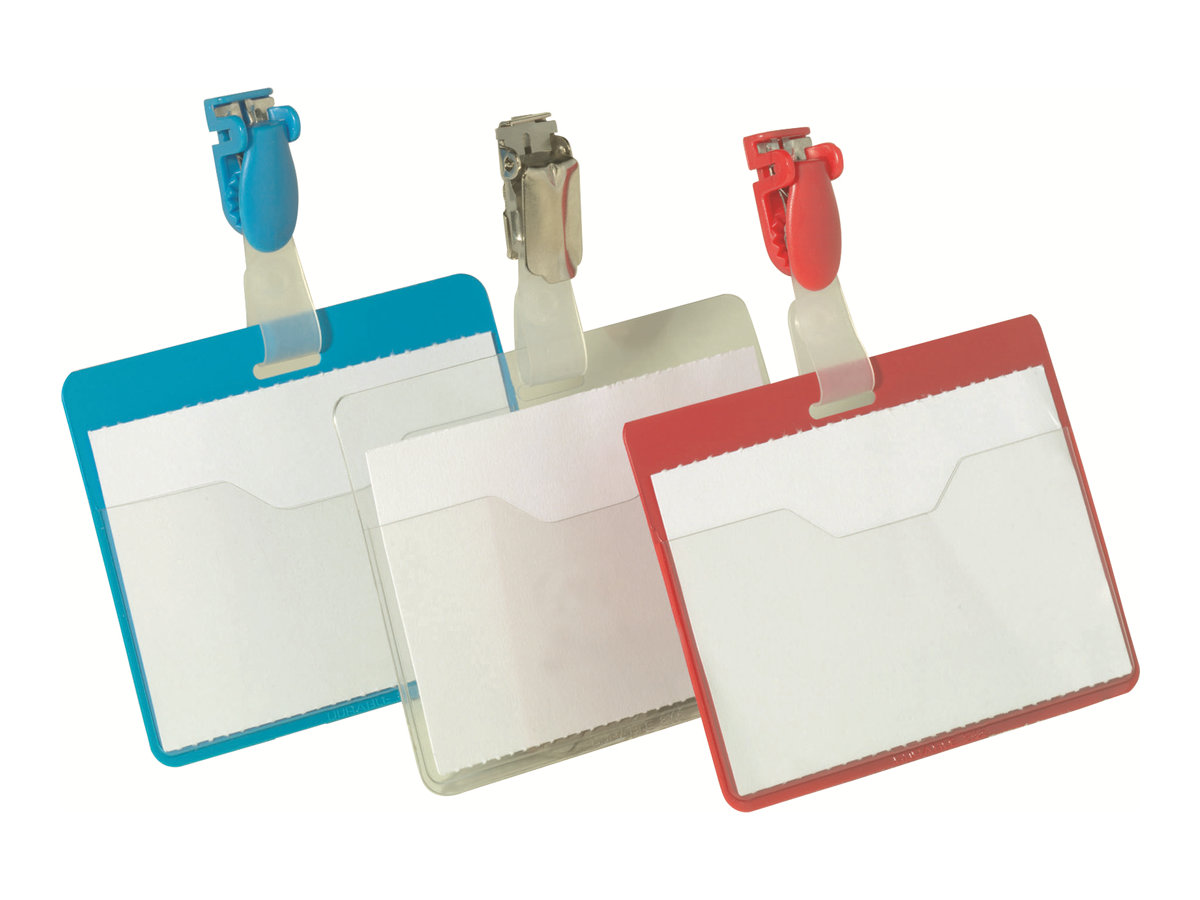 25 DURABLE Namensschilder mit Clip 9,0 x 6,0 cm