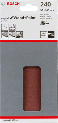 10 BOSCH C430 Expert for Wood and Paint Schleifblaetter 240