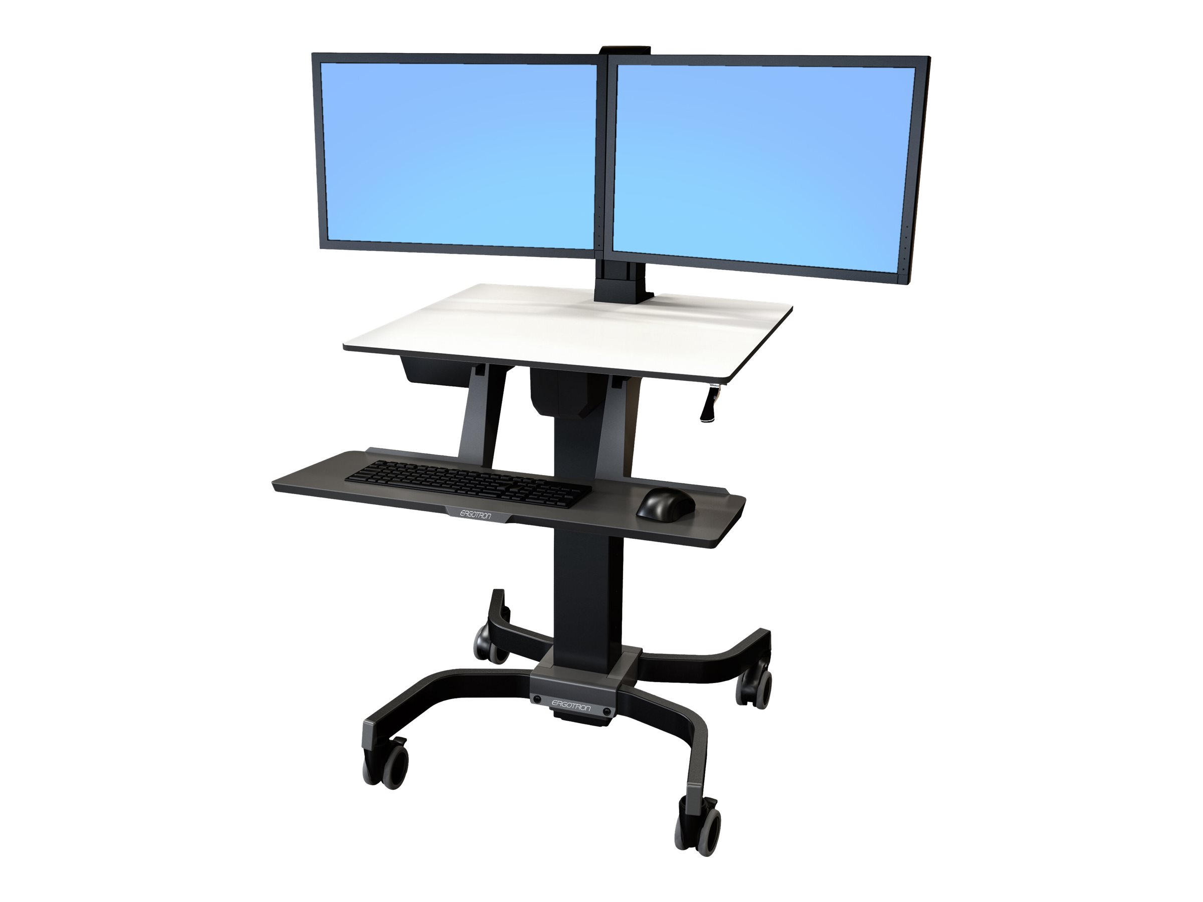 ERGOTRON WorkFit-C Steh-Sitz-Arbeitsplatz Dual HD Fahrwagen bis 61cm 24Zoll Displays 14,7kg.Anhebung bis 63cm VESA 75x75 100x100mm