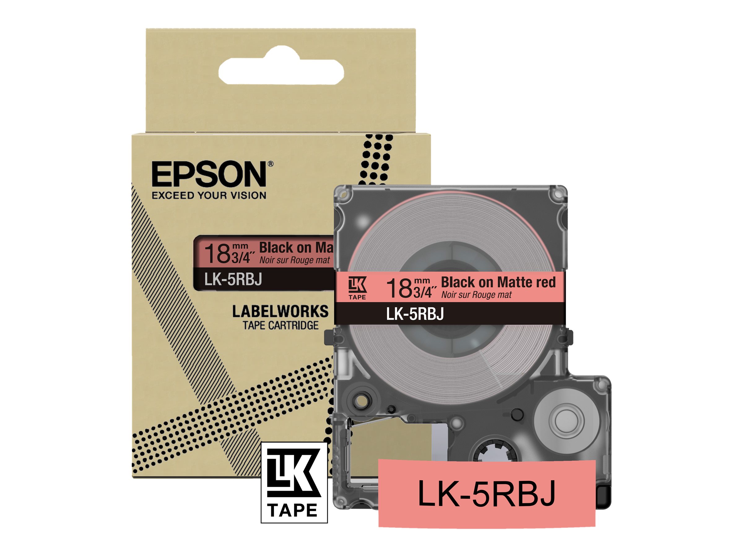 EPSON Schriftband LK LK-5RBJ C53S672072, 18 mm schwarz auf rot EPSON Schriftband LK LK-5RBJ C53S672072, 18 mm schwarz auf rot