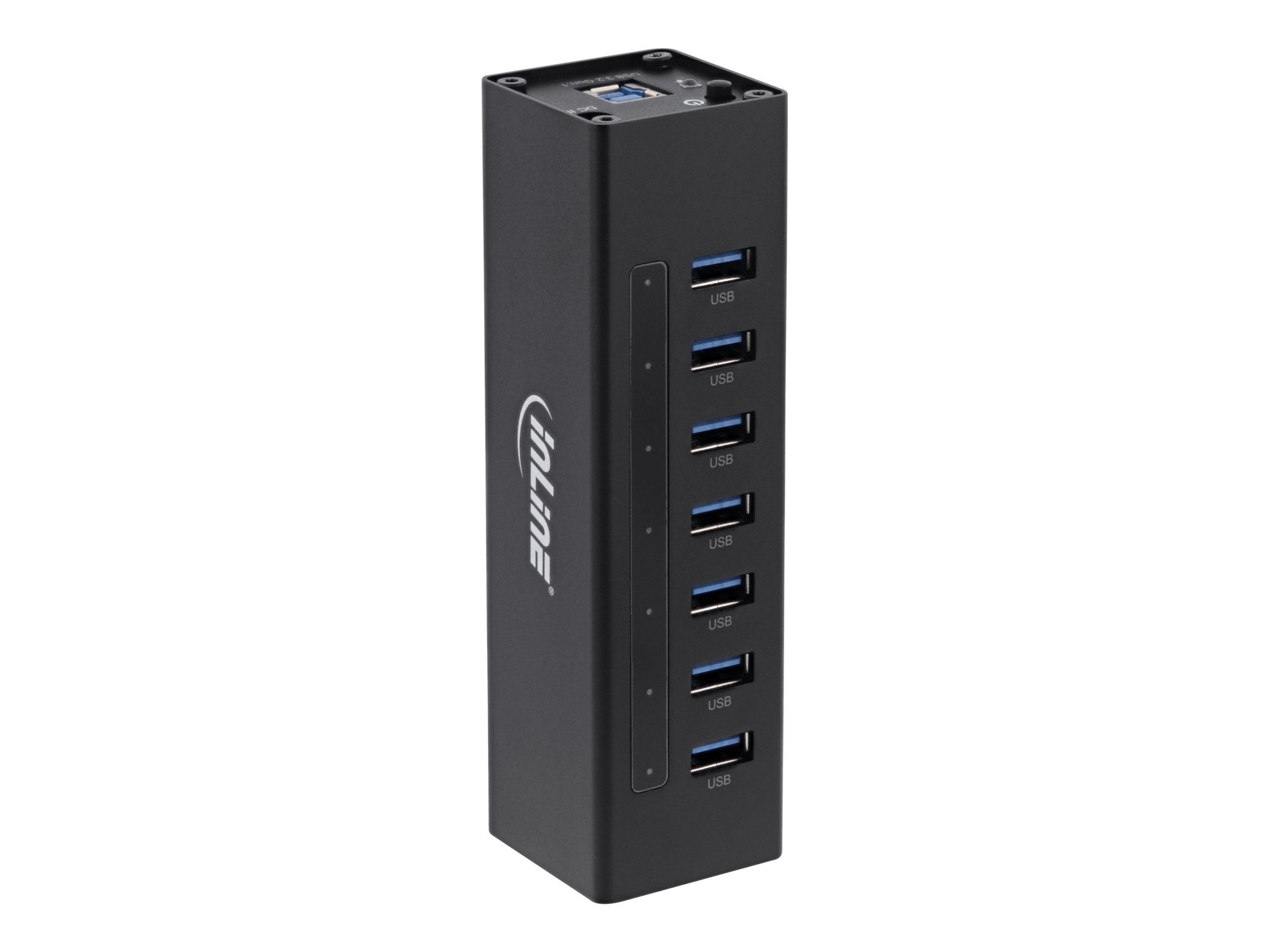INLINE USB 3.0 Hub 7 Port Aluminiumgehäuse schwarz mit 3A Netzteil
