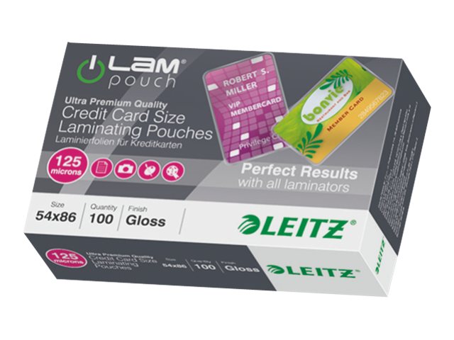 100 LEITZ Laminierfolien glÃ¤nzend fÃ¼r Kreditkartenformat 125 micron