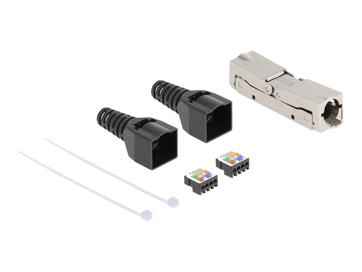DELOCK RJ45 Verbinder LSA zu LSA mit Knickschutztulle Cat6A werkzeugfrei