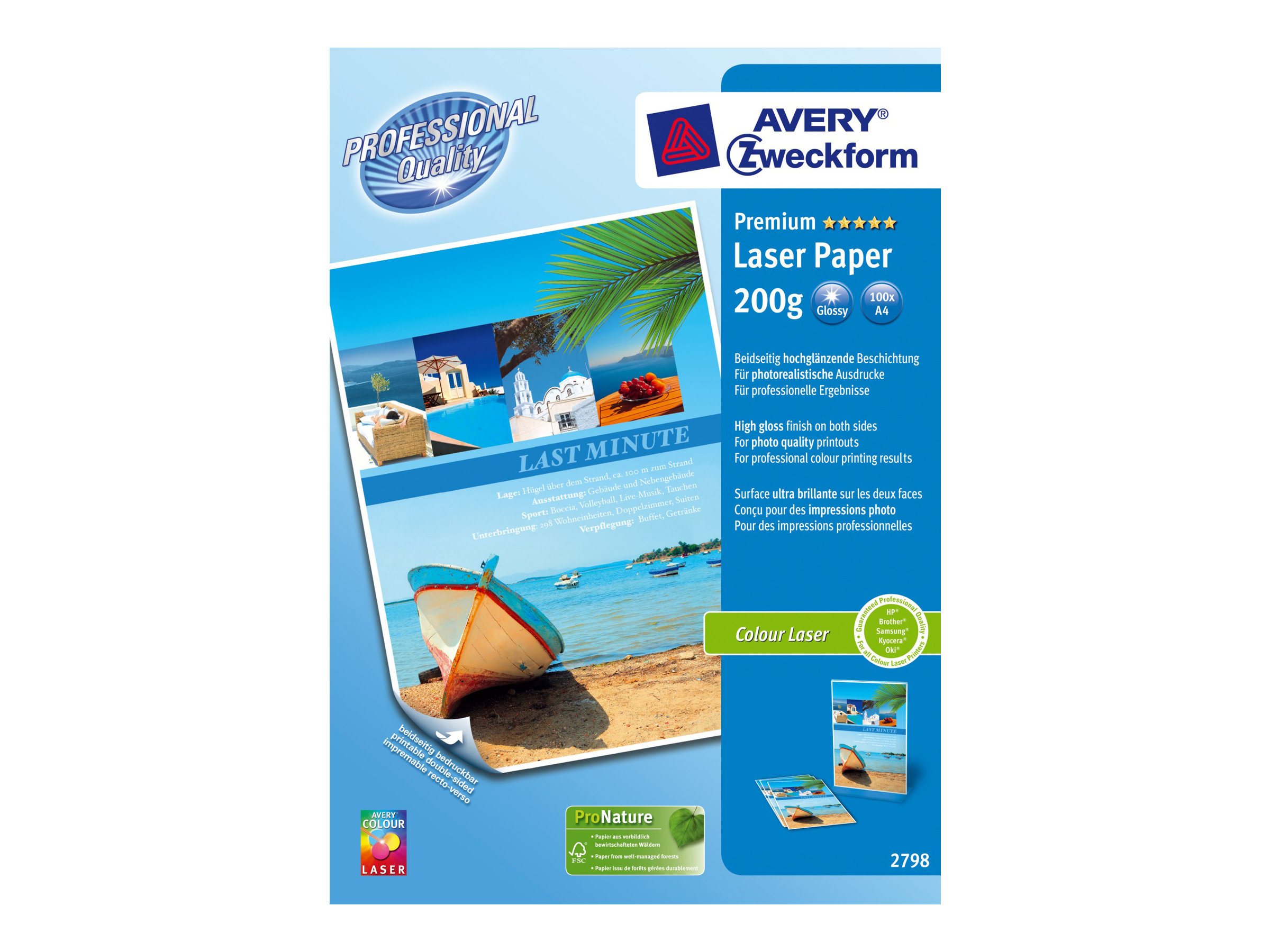 AVERY Zweckform Fotopapier 2798 DIN A4 hochglänzend 200 gqm 100 Blatt