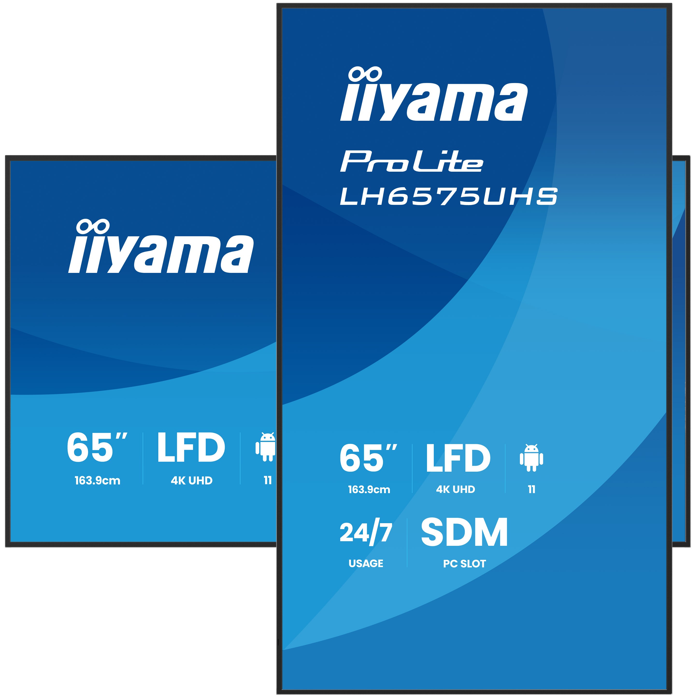 IIYAMA LH6575UHSB2AG 165,1cm 65Zoll 3840x2160 UHD IPS panel Haze 25Percent 500cdm Landscape and Portrait