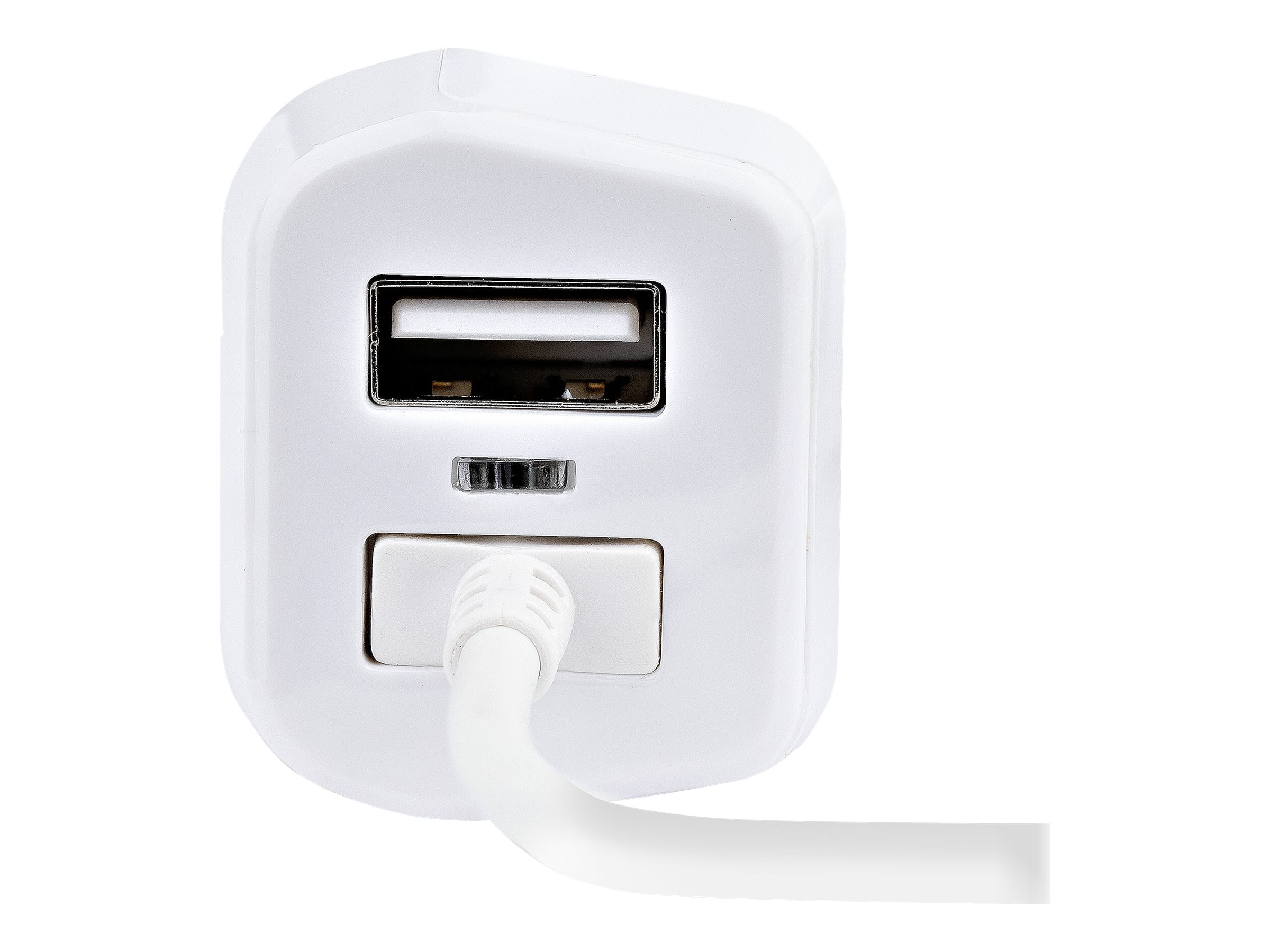 STARTECH.COM Zigarettenanzünder USB Ladegerät mit Lightning Spiralkabel 12W 2 Port USB Auto Ladegerät Adapter Kfz USB