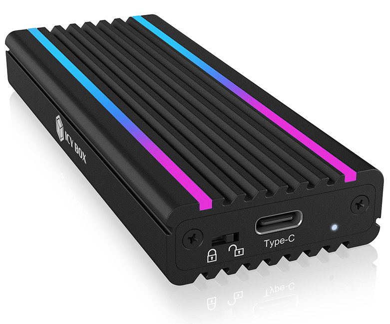 ICY BOX IB1824MLC31 Externes USBC 32 Gehaeuse fuer M2 NVMe SSD mit LEDBeleuchtung