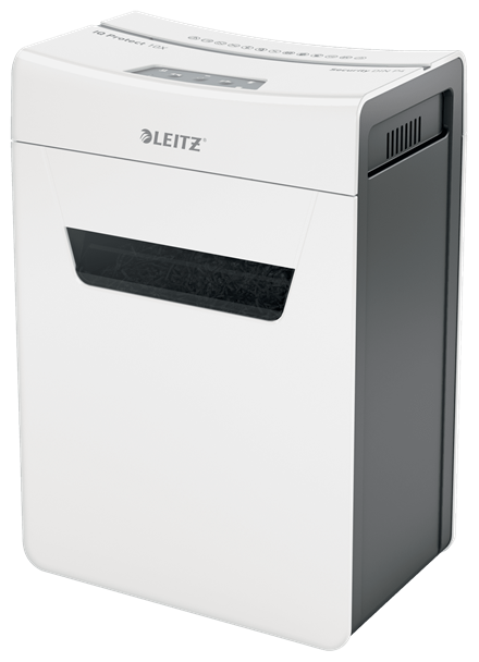 LEITZ IQ 10X Protect Premium Aktenvernichter mit Partikelschnitt P4, 4 x 40 mm, bis 10 Blatt, weiß